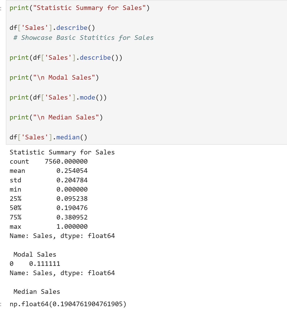 Summary Statistics